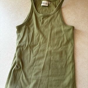 RicherPoorer Olive Green Ribbed Tank Top